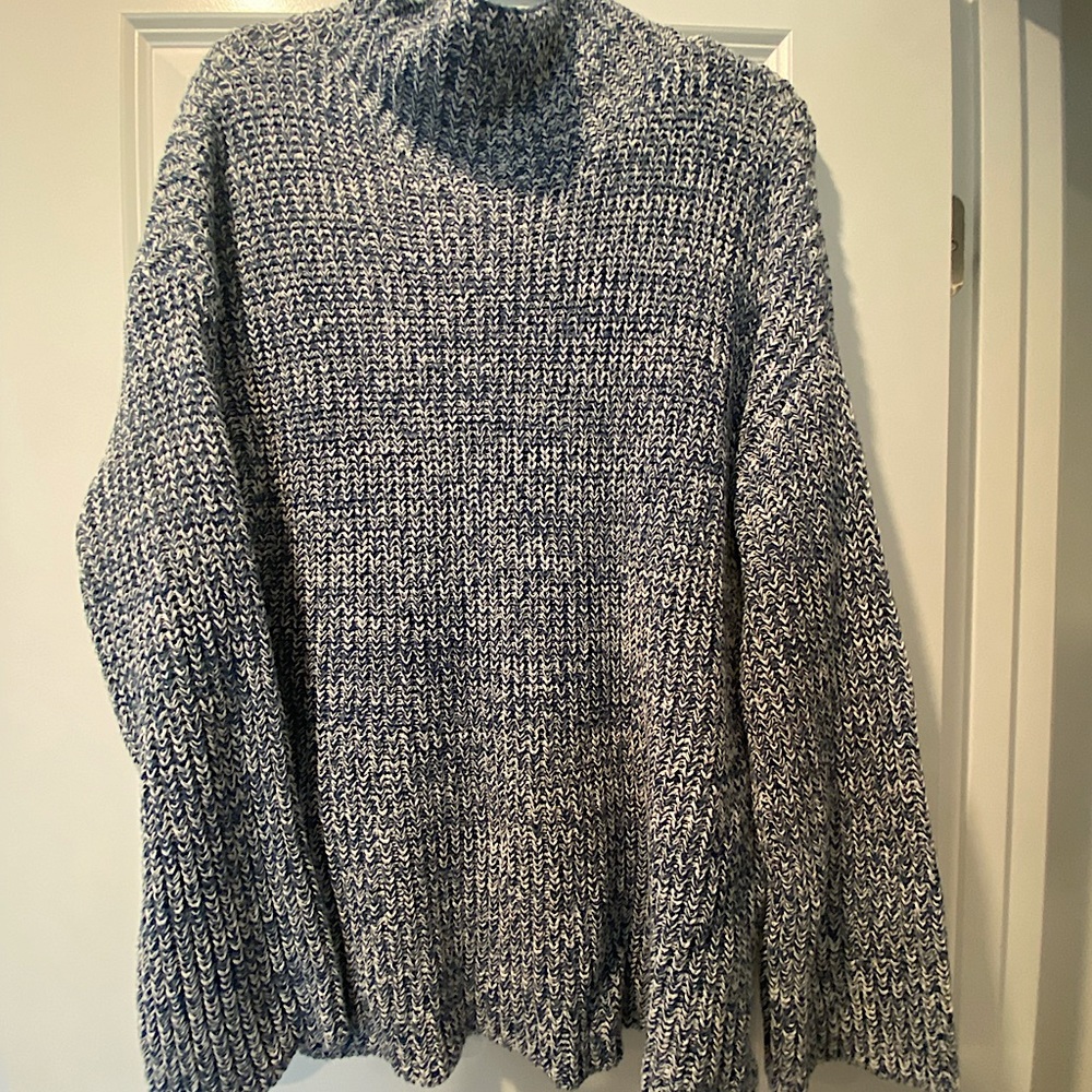 Caslon Navy blue + white sweater with cowl-neck